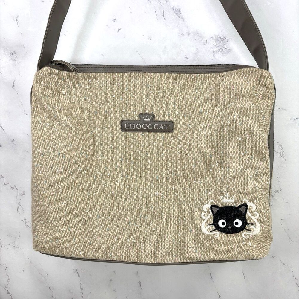 Vintage Y2k Sanrio Chococat L Tote Bag Kawaii Tweed confetti Canvas Purse 00s
